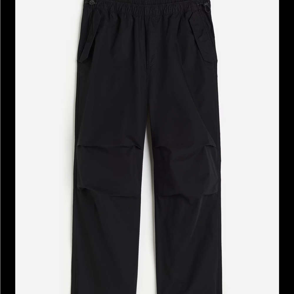 H&M black parachute pants XXS